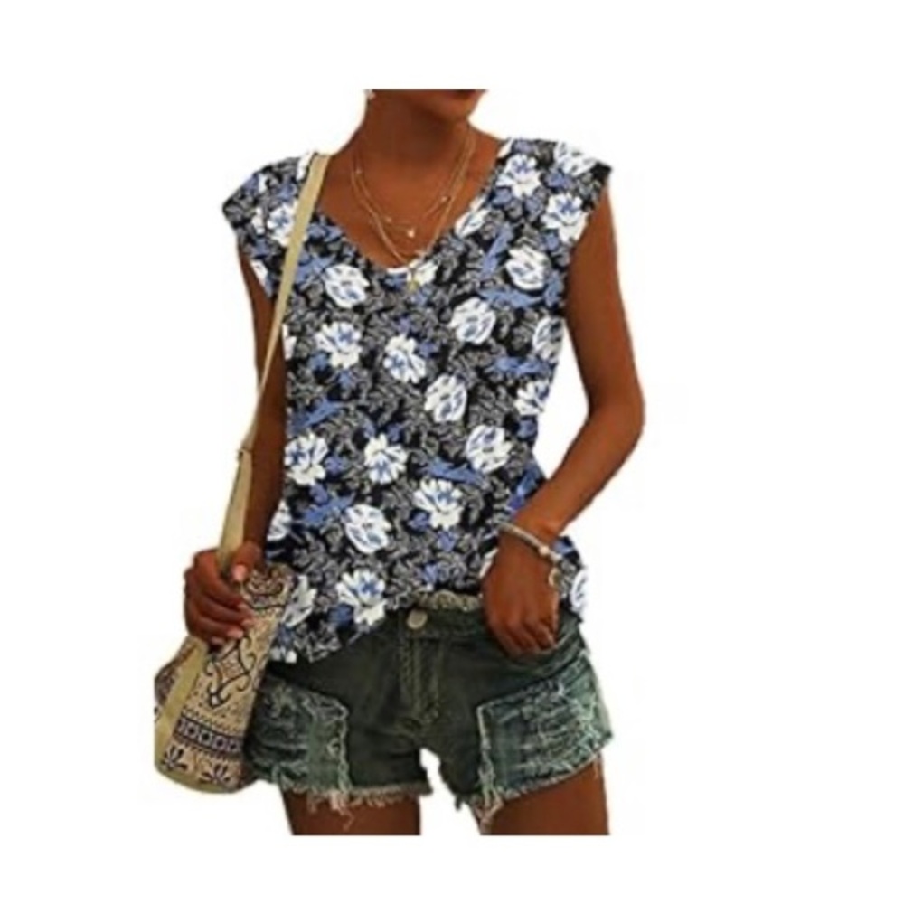 AUSELILY Womens Cap Sleeve T-Shirt Casual Loose Fit Tank Tops